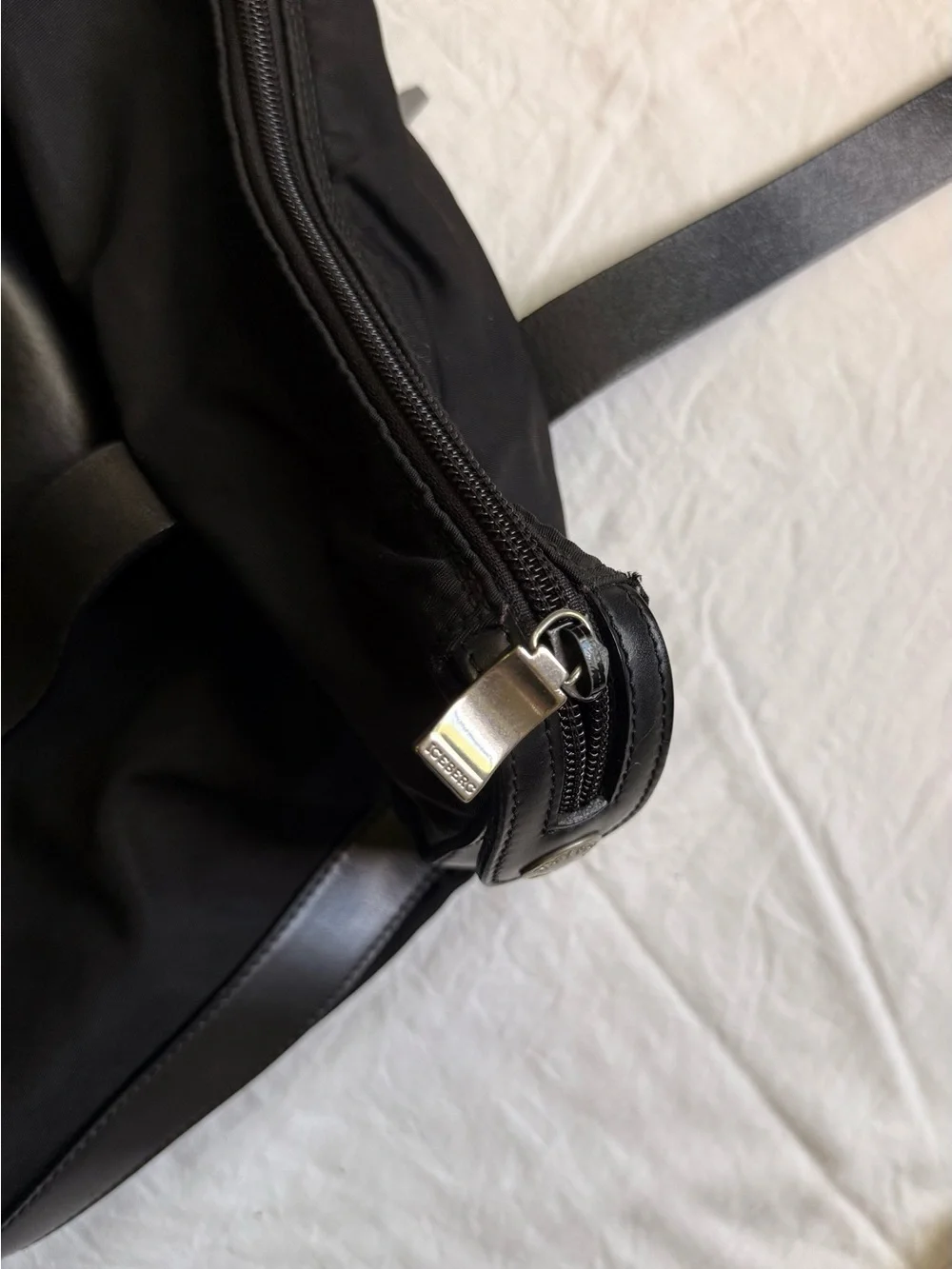 Iceberg Black Shoulder Tote with Front Pocket